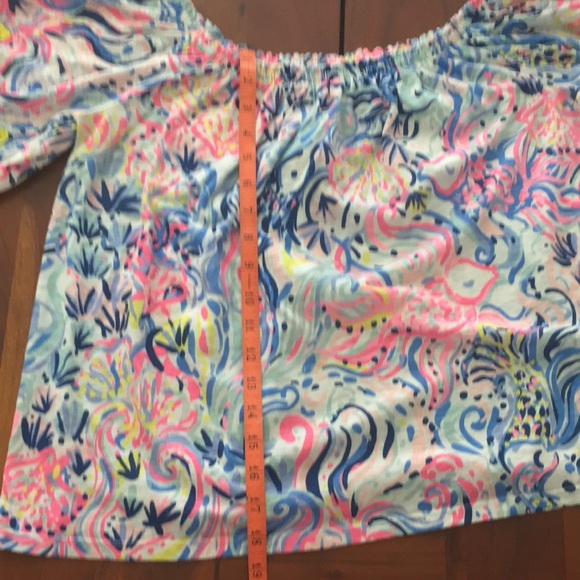 Lilly Pulitzer lace trim cotton off shoulder top S - Picture 5 of 10